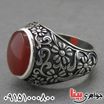 انگشتر عقیق یمنی سرخ خاص و خوشرنگ مردانه _کد:26795