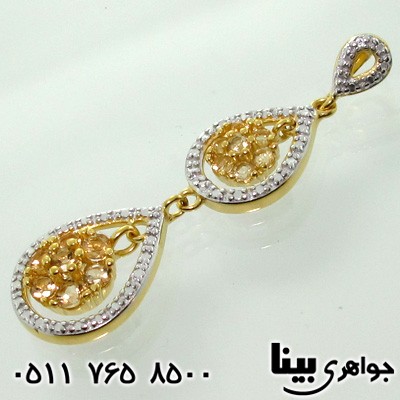 گردنبند سیترین سه تکه با الماس کوچک