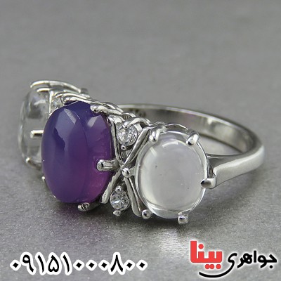 انگشتر چند جواهر خوشرنگ زنانه زیبا _کد:26798