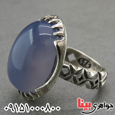 انگشتر عقیق یمنی کبود مردانه زیبا و خوشرنگ _کد:26806