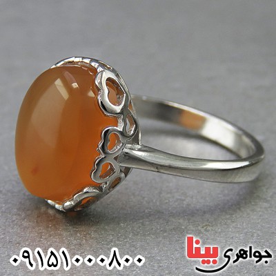 انگشتر عقیق شرف الشمس یمنی زیبا و خوشرنگ زنانه _کد:26814