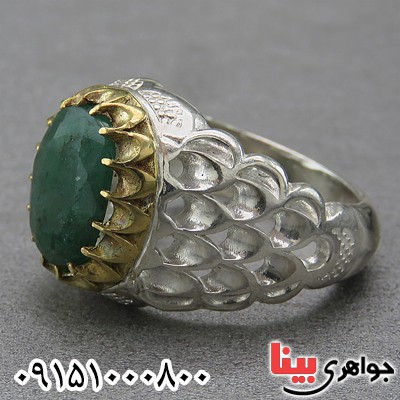 انگشتر زمرد مردانه فاخر زیبا و شیک _کد:26825