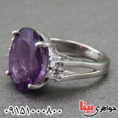 انگشتر آمتیست خوشرنگ و زیبا رودیوم _کد:26894