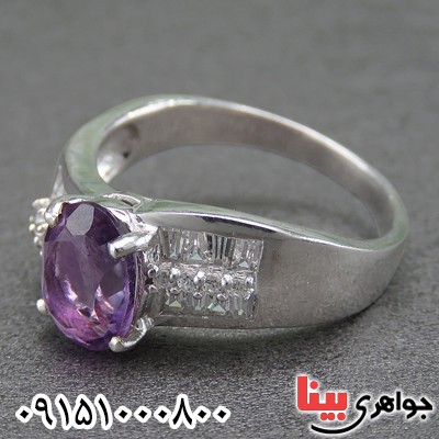 انگشتر آمتیست خوشرنگ رودیوم زنانه _کد:26896