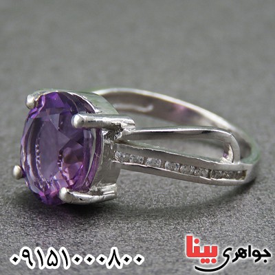 انگشتر آمتیست خاص و زیبا رودیوم زنانه _کد:26897