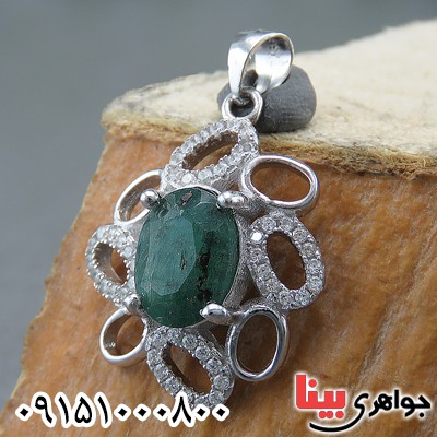 گردنبند زمرد خاص و زیبای رودیوم _کد:26898