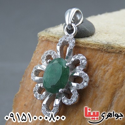 گردنبند زمرد خاص و خوشرنگ رودیوم _کد:26899