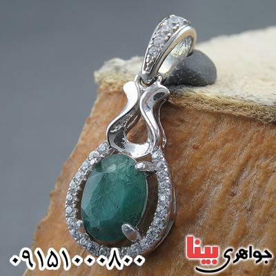 گردنبند زمرد خوشرنگ و زیبای رودیوم _کد:26901