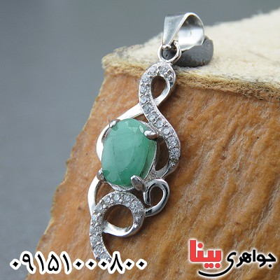گردنبند زمرد خاص و شیک رودیوم زنانه