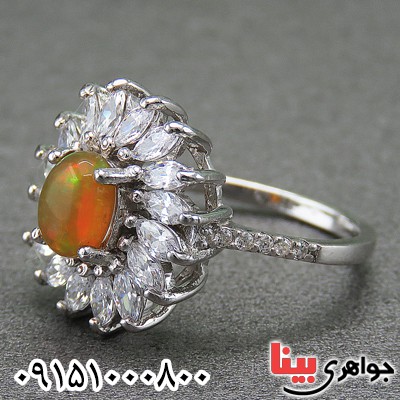 انگشتر اوپال رودیوم خوشرنگ و زیبا _کد:26910