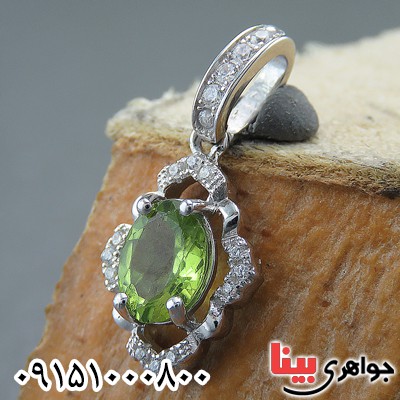 گردنبند زبرجد خوشرنگ و خاص رودیوم _کد:26940
