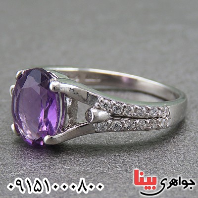 انگشتر آمتیست رودیوم خوشرنگ و خاص زنانه _کد:26959