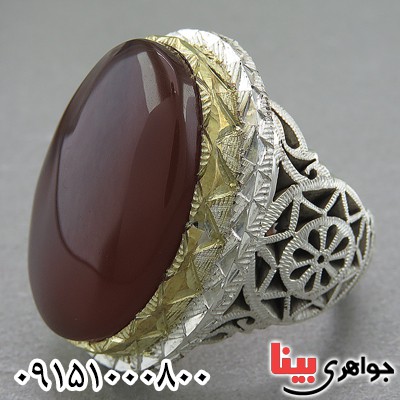 انگشتر عقیق یمنی دست ساز درشت و خوشرنگ _کد:26989