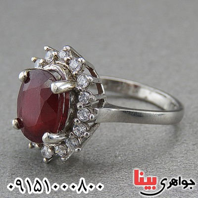 انگشتر یاقوت سرخ خوشرنگ و خاص رودیوم زنانه _کد:27000