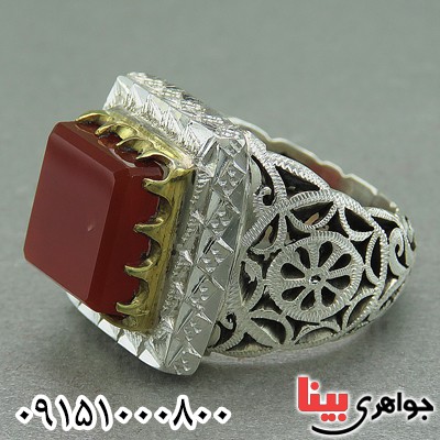 انگشتر عقیق یمنی زیبا و درشت فاخر دست ساز _کد:27005