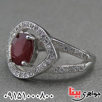 انگشتر یاقوت سرخ خوشرنگ و خاص رودیوم زنانه