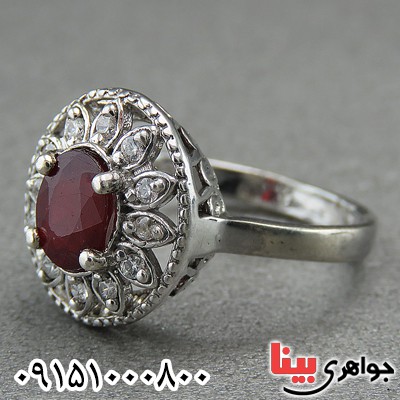 انگشتر یاقوت سرخ زنانه رودیوم زیبا و خوشرنگ _کد:27016