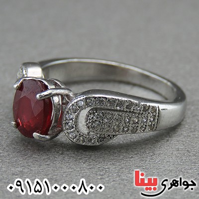 انگشتر یاقوت سرخ زنانه خوشرنگ رودیوم