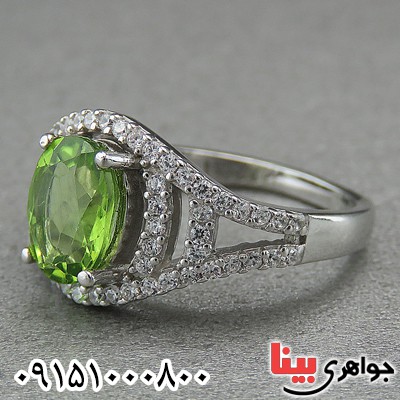 انگشتر زبرجد زنانه خوشرنگ و زیبا رودیوم _کد:27019