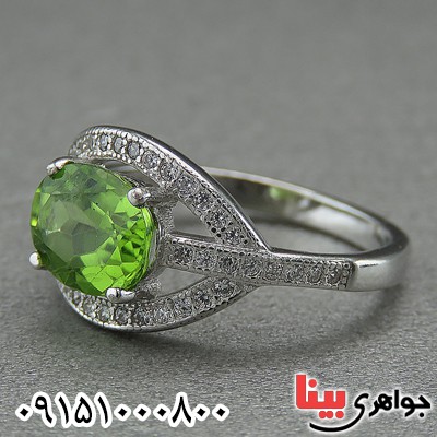 انگشتر زبرجد رودیوم خاص و شیک عالی زنانه