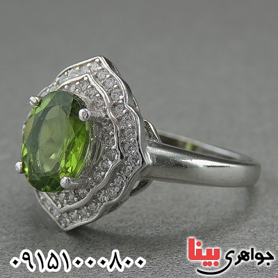 انگشتر زبرجد زنانه خوشرنگ و شیک رودیوم _کد:27034