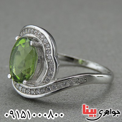 انگشتر زبرجد زنانه شیک و خوشرنگ رودیوم _کد:27035