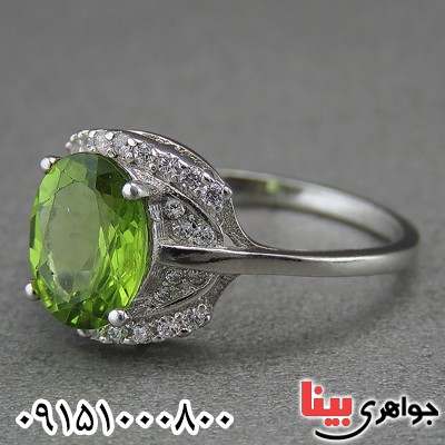 انگشتر زبرجد زنانه خوشرنگ رودیوم خاص