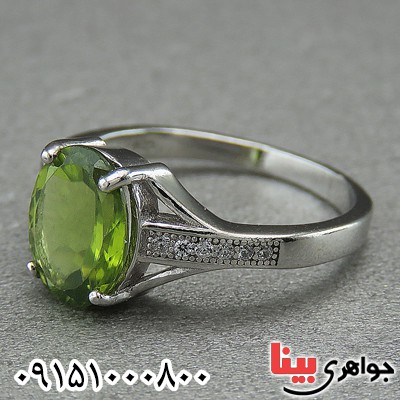 انگشتر زبرجد رودیوم زنانه خوشرنگ و خاص _کد:27041