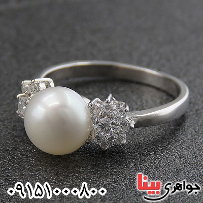 انگشتر مروارید رودیوم زنانه زیبا و خاص _کد:27066