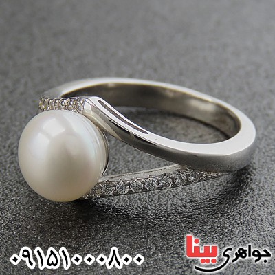 انگشتر مروارید خاص و زیبا زنانه رودیوم _کد:27069
