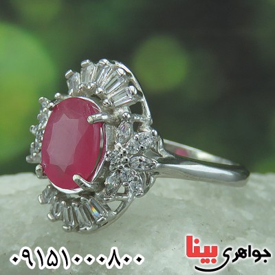 انگشتر یاقوت سرخ زنانه آفریقایی خوشرنگ رودیوم