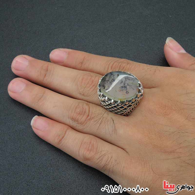 انگشتر عقیق شجری درشت و فاخر خاص مردانه _کد:27147