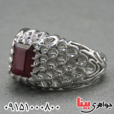 انگشتر یاقوت سرخ آفریقایی رودیوم دست ساز فاخر _کد:27193