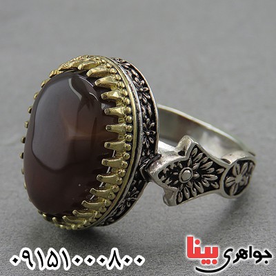 انگشتر عقیق یمنی جزع مردانه زیبا _کد:27198