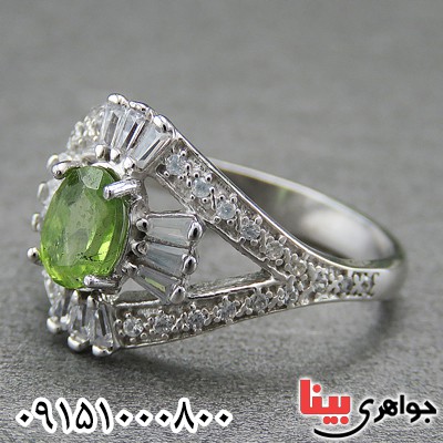 انگشتر زبرجد رودیوم زنانه خوشرنگ _کد:27205