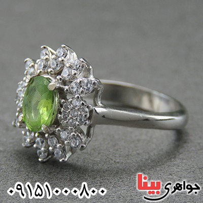 انگشتر زبرجد رودیوم شیک و زیبا زنانه