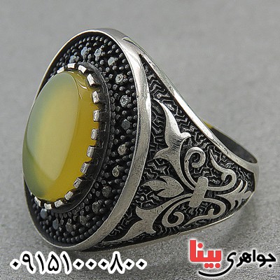انگشتر عقیق زرد خاص و شیک میکروستینگ _کد:27209