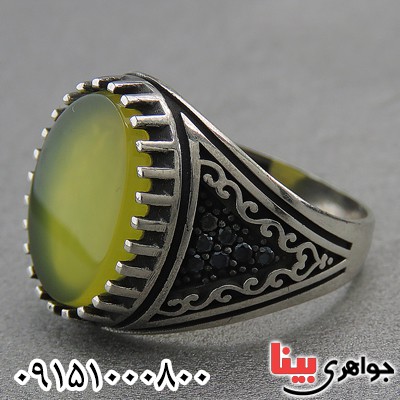 انگشتر عقیق زرد میکروستینگ مردانه خاص _کد:27210