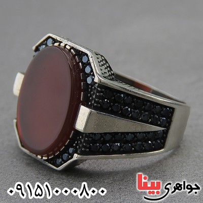 انگشتر عقیق قرمز زیبا مردانه میکروستینگ _کد:27214