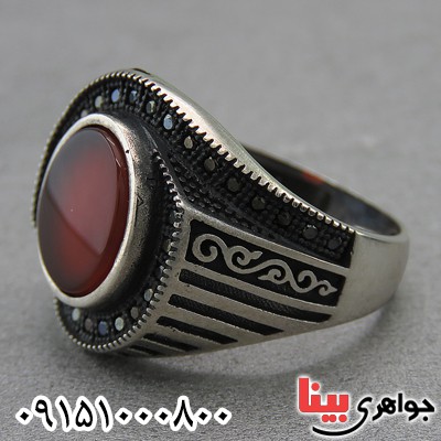 انگشتر عقیق قرمز خوشرنگ میکروستینگ _کد:27215