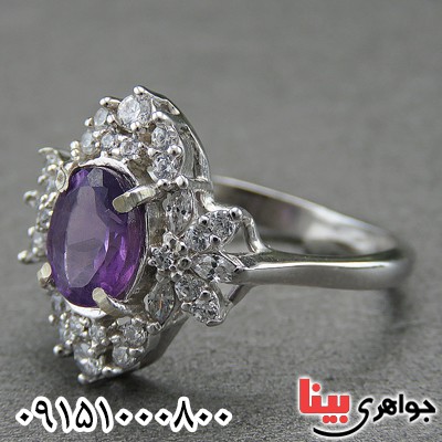 انگشتر آمتیست رودیوم خاص و خوشرنگ _کد:27218