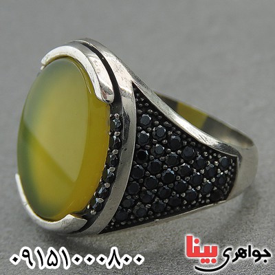 انگشتر عقیق زرد خاص و زیبا میکروستینگ _کد:27225