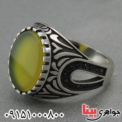 انگشتر عقیق زرد میکروستینگ مردانه خاص _کد:27226