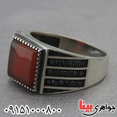 انگشتر عقیق قرمز میکروستینگ مردانه خوشرنگ و خاص _کد:27228