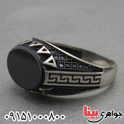 انگشتر عقیق سیاه (اونیکس) خاص میکروستینگ مردانه _کد:27239