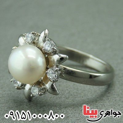 انگشتر مروارید زیبا و خاص زنانه رودیوم _کد:27249