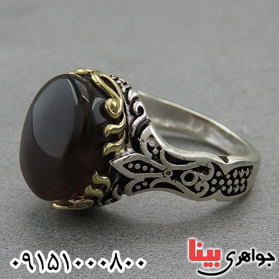 انگشتر عقیق یمنی جزع مردانه زیبا و خاص _کد:27271