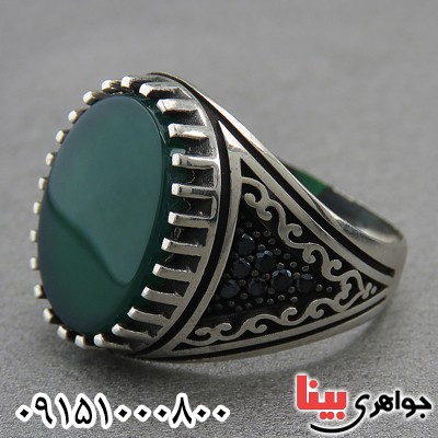 انگشتر عقیق سبز خاص و خوشرنگ میکروستینگ _کد:27293