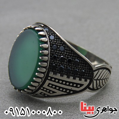 انگشتر عقیق سبز میکروستینگ خاص و شیک _کد:27295