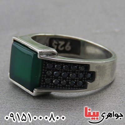 انگشتر عقیق سبز مردانه خاص و شیک میکروستینگ _کد:27298